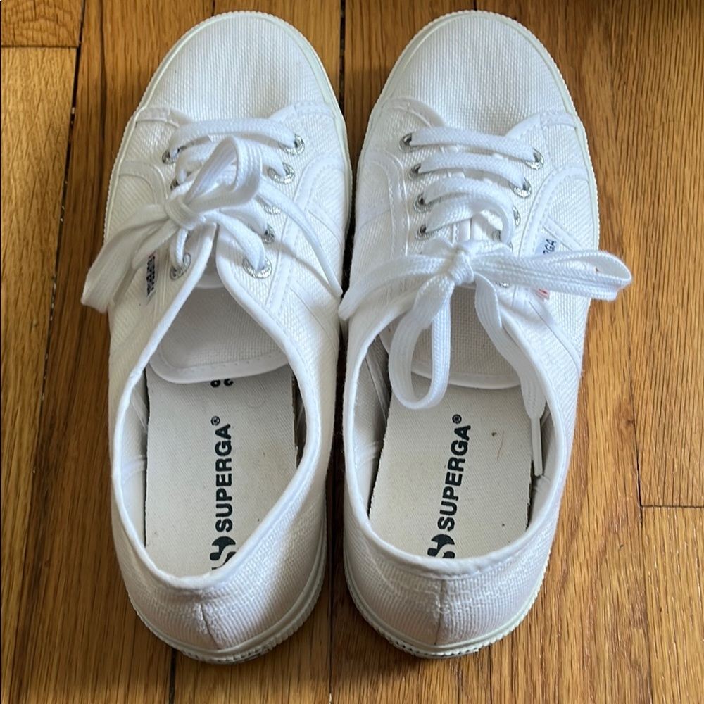 Superga Classic White Lace-Up Sneakers